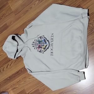 Mens Large tan beige Harry Potter hoodie sweatshirt sweater L Draco 4 houses